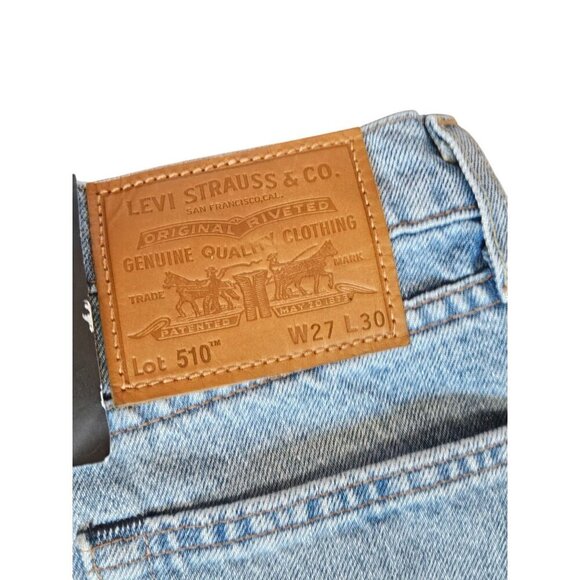 New Levis Premium 510 Skinny Jeans Mens 27x30 Light Wash Denim Stretch - Picture 3 of 16